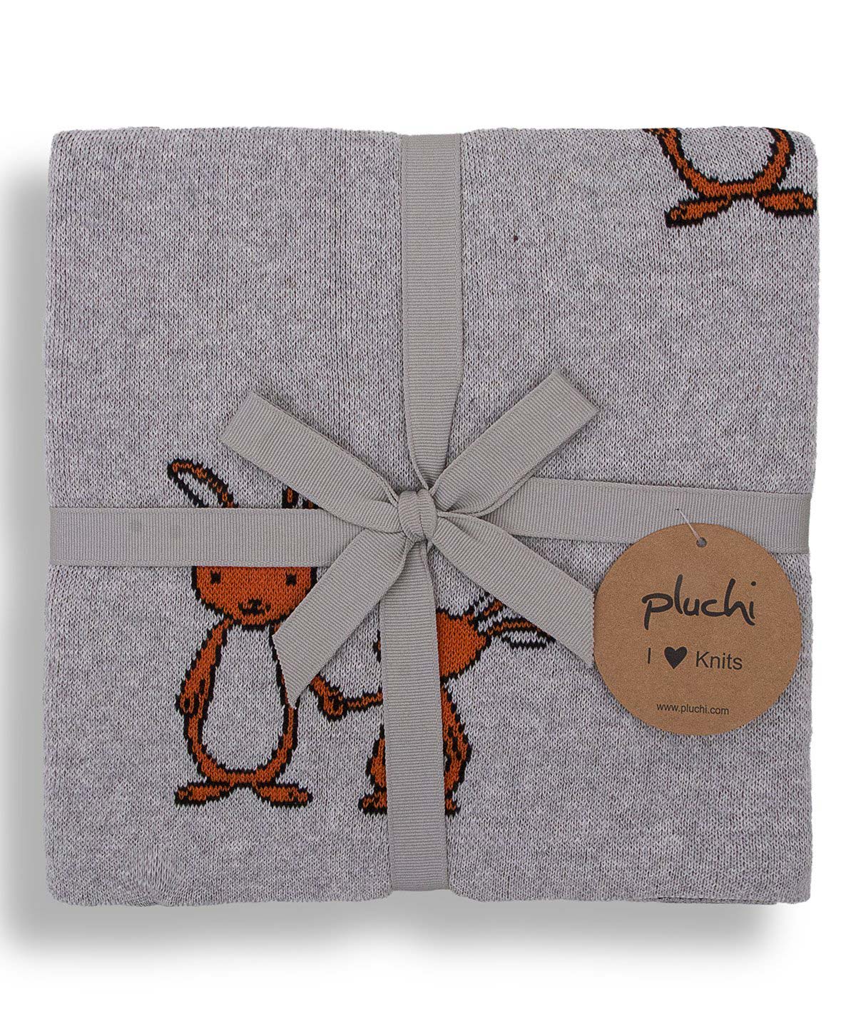 Mumma and Baby Bunny Grey 100% Cotton Knitted All Seasons AC Blanket for Babies