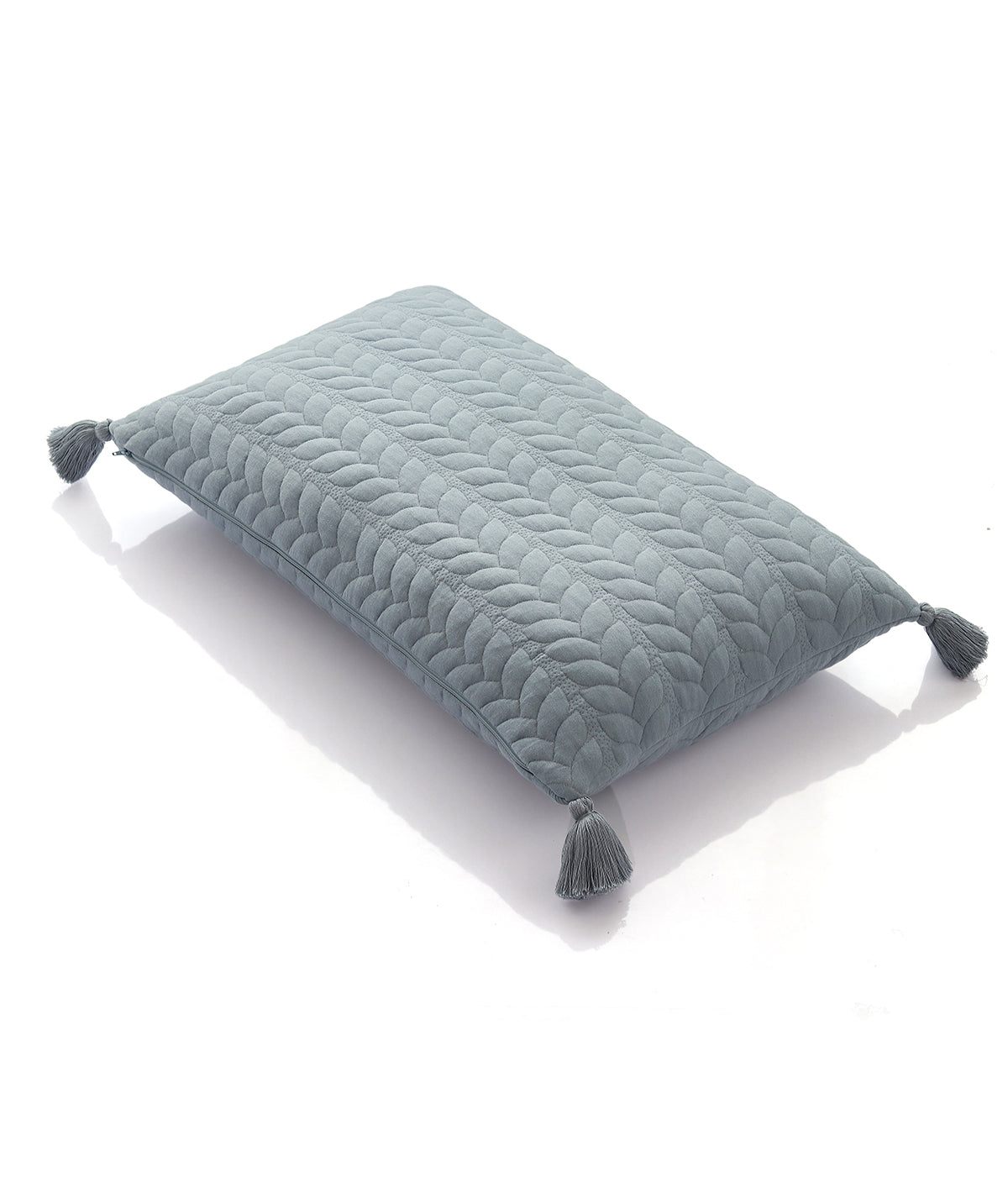 Uzoma 100% Cotton Knitted with Polyester filled King Size Bed Cover with 2 Pillow Covers (Cadet Blue and Alice Blue)