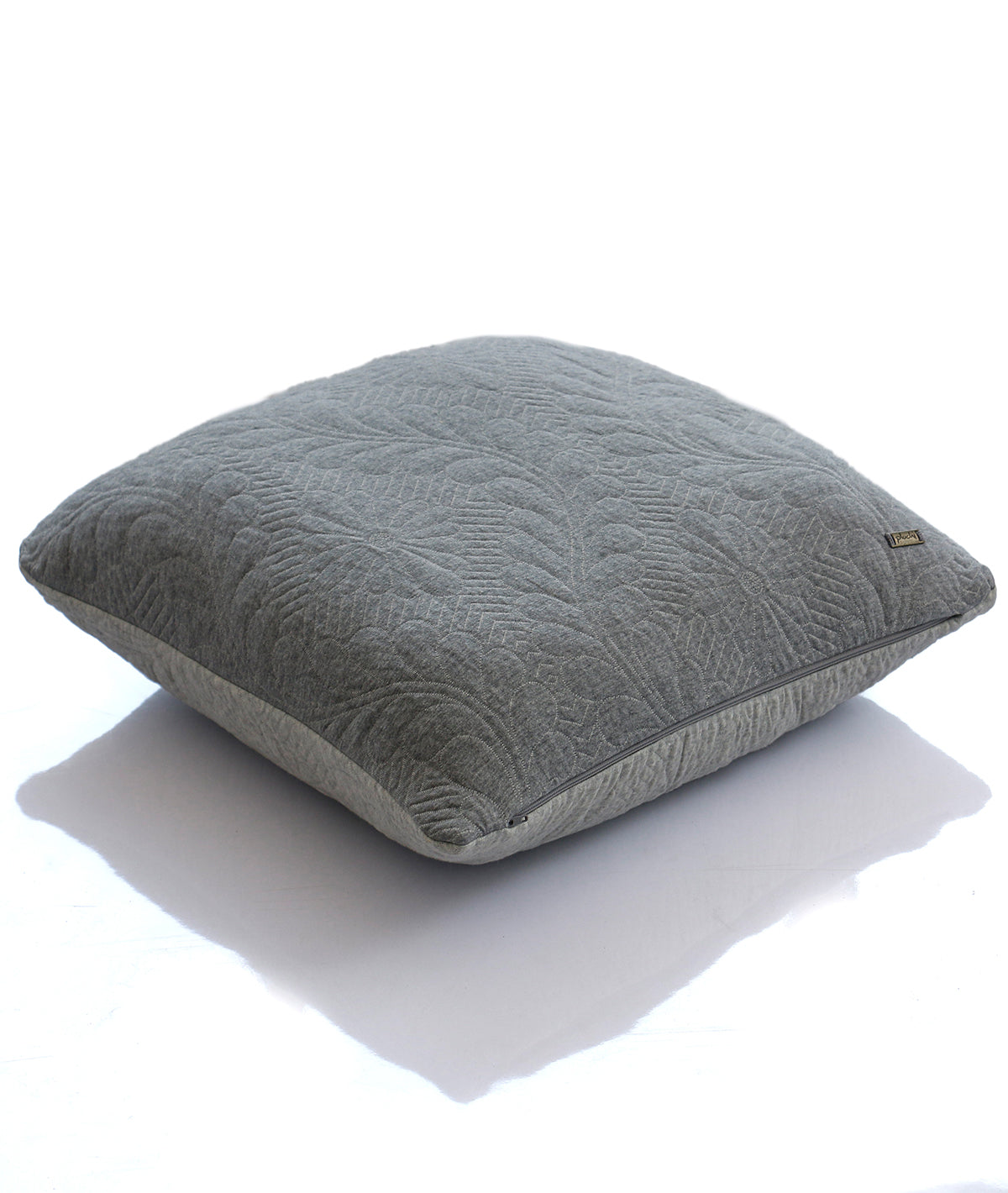 Flora Cotton Knitted Decorative Light Grey Melange & Vanilla Grey Melange Color 18 x 18 Inches Cushion Cover