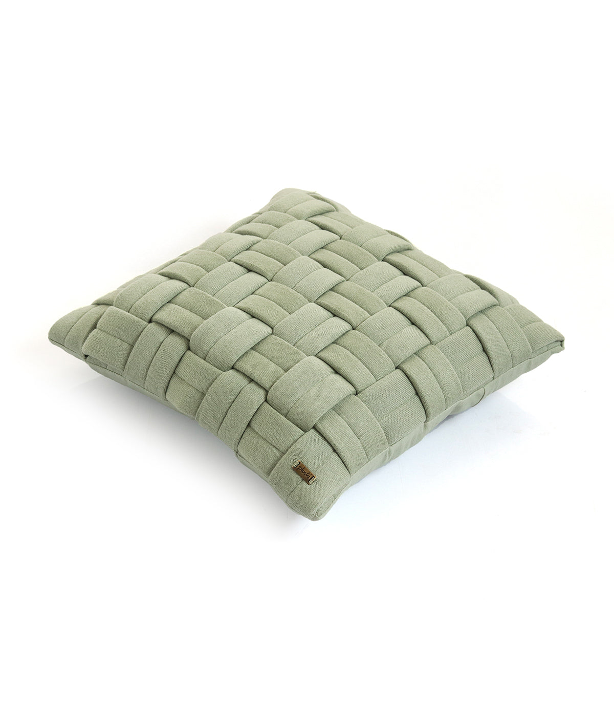 Basket Knit Cotton Knitted Decorative Pistachio Green color 16 x 16 Inches Cushion Cover