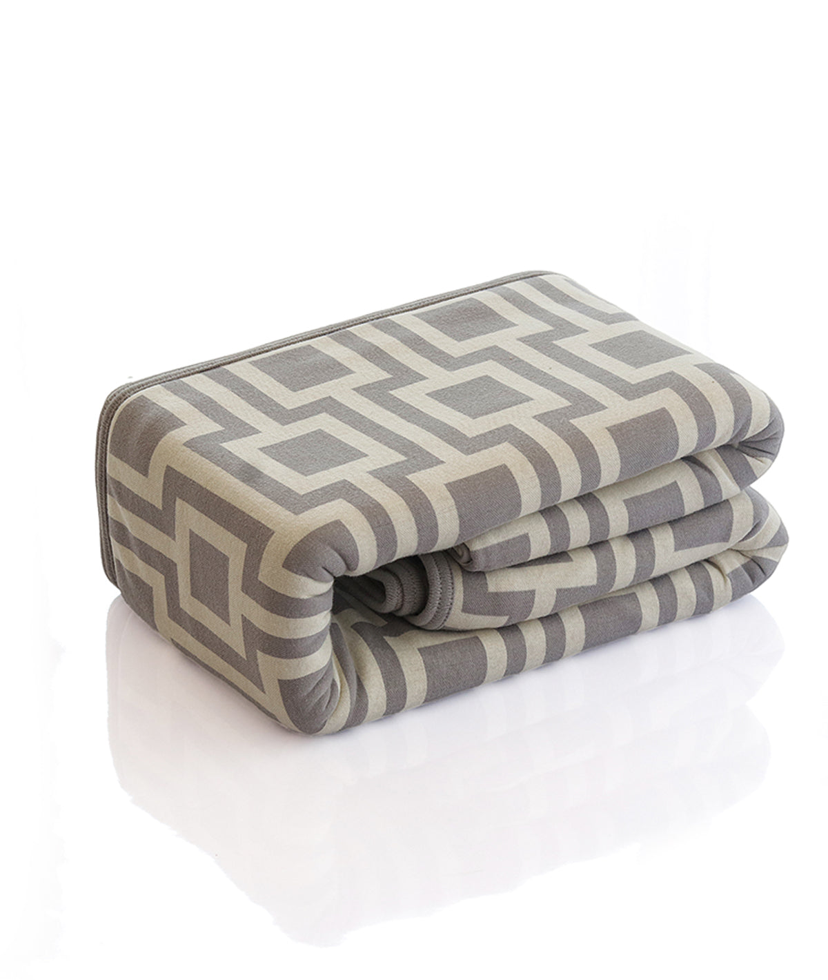 Box In Box Cotton Knitted Double Bed AC Blanket / Dohar For Round The Year Use  (Light Grey & Natural)