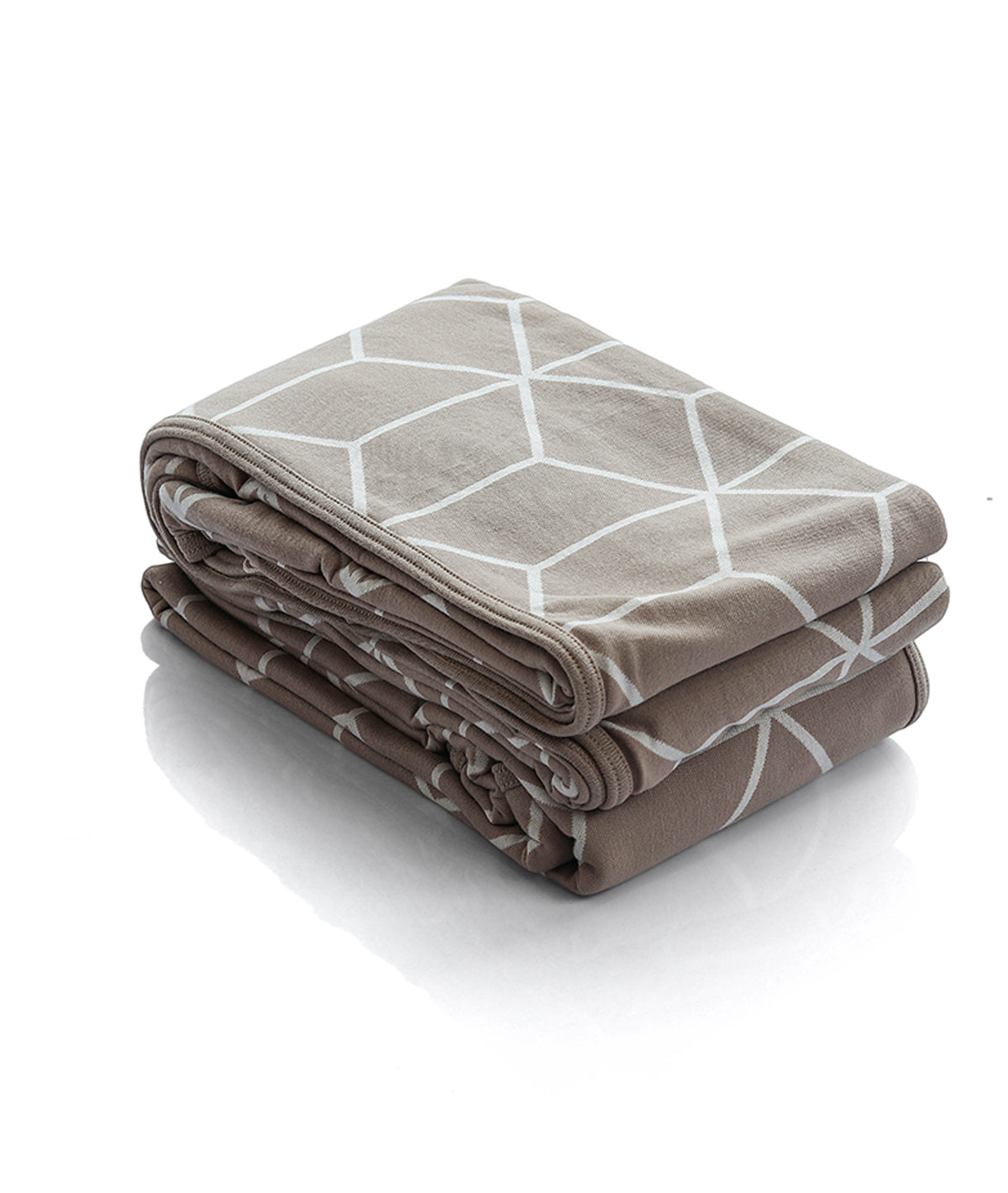 3D Cubic Cotton Knitted Double Bed AC Blanket / Dohar For Round The Year Use (Stone & Natural)
