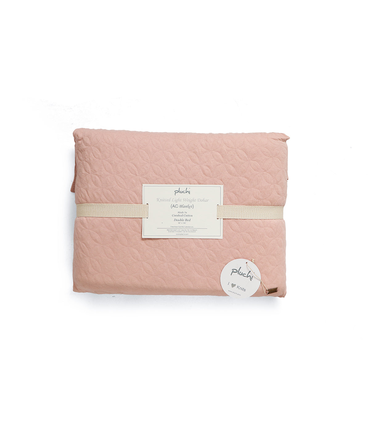 Astral Cotton Knitted Light weight Quilted Blanket (Pink Pearl)