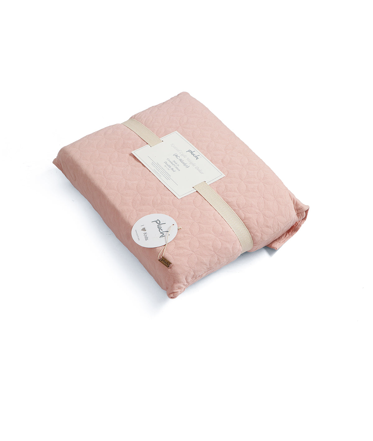 Astral Cotton Knitted Light weight Quilted Blanket (Pink Pearl)
