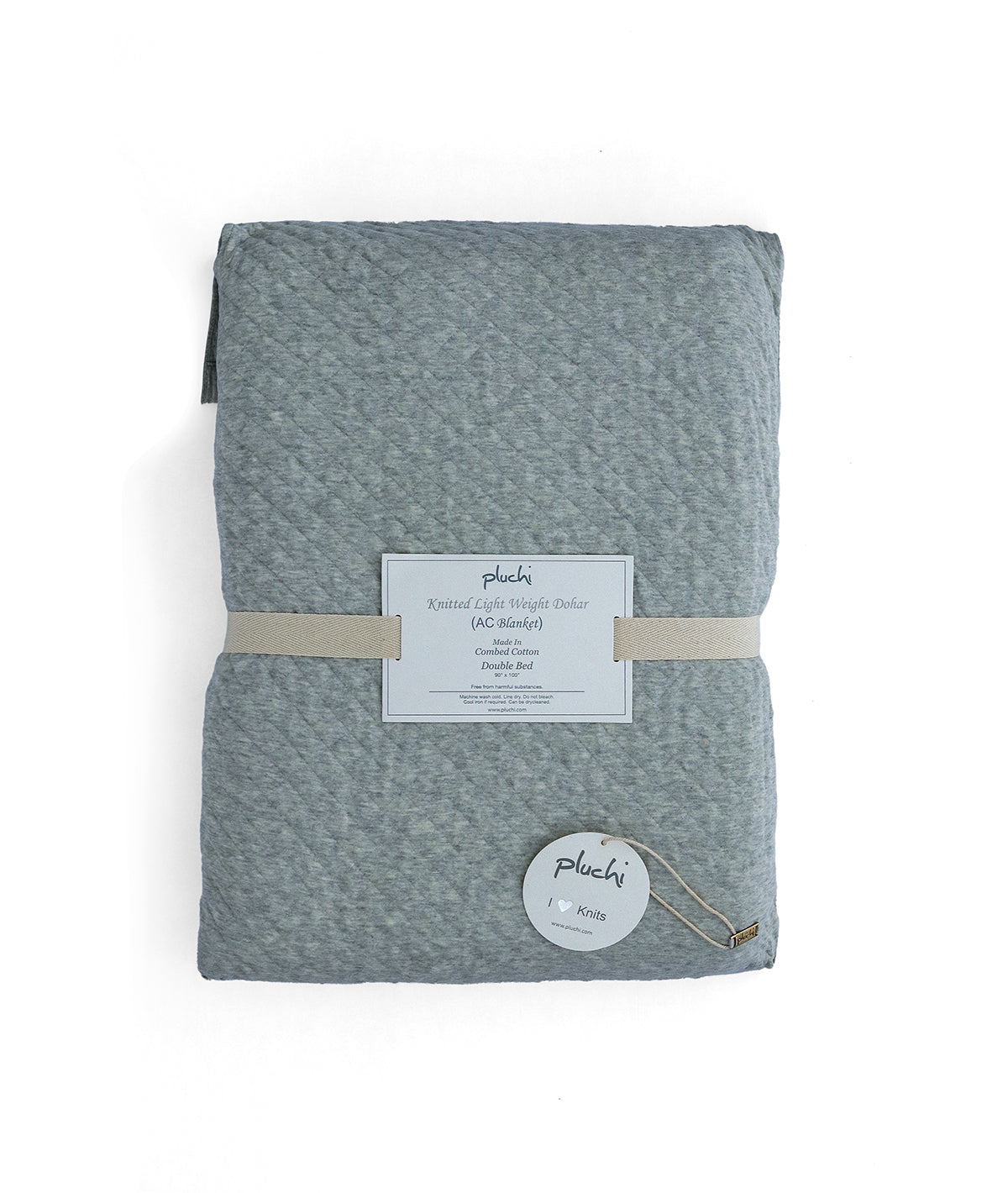 Harlequin Cotton Knitted Double Bed Dohar / Quilt (Vanilla Grey Melange)