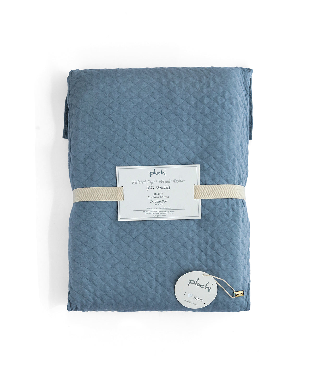 Quardline Cotton Knitted Double Bed Dohar / Quilt (Cadet Blue)