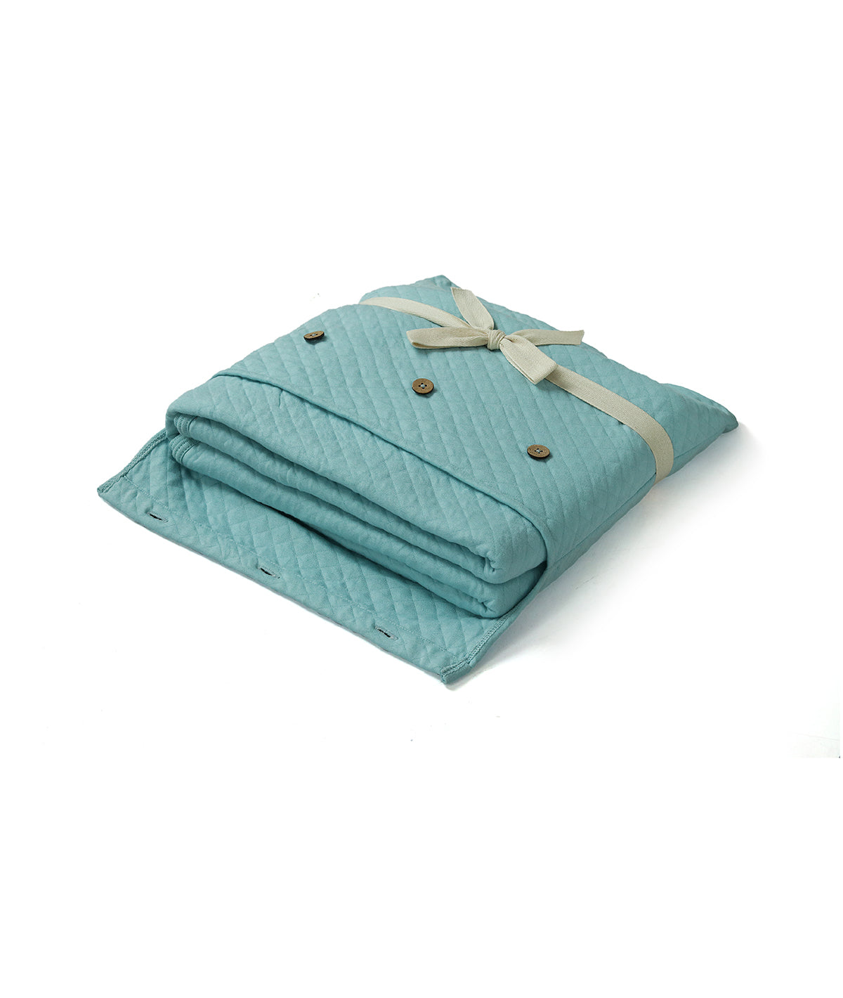 Quardline Baby Blue Cotton Knitted Light Weight Quilted Blanket