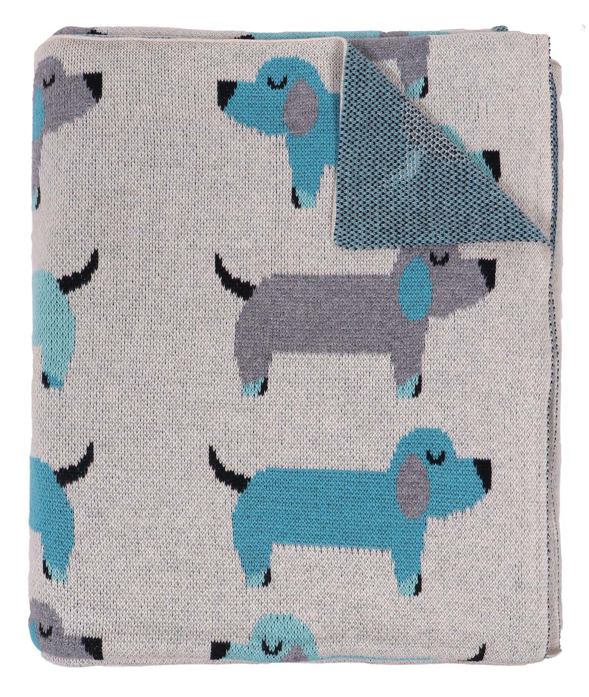 Scottie Dog - Natural 100% Cotton Knitted All Season AC Blanket for Kids