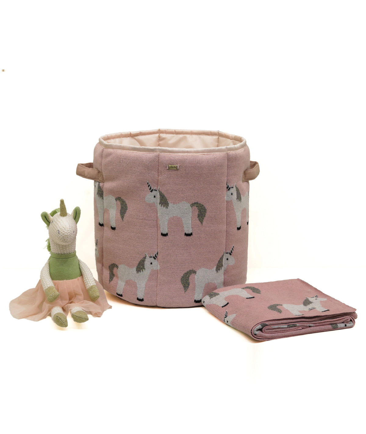My Little Unicorn Bubblegum Pink Cotton Knitted Storage Basket for Kids Room / Nursery Decor
