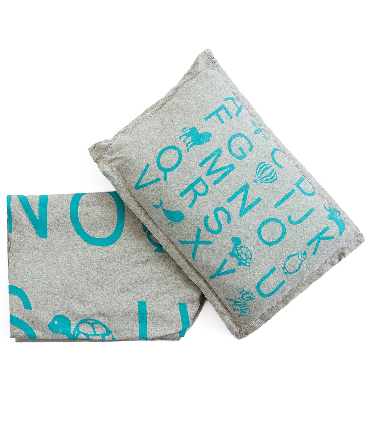 Alphabet Vanilla Grey Cotton Knitted Cot Sheet & Pillow Set for Babies