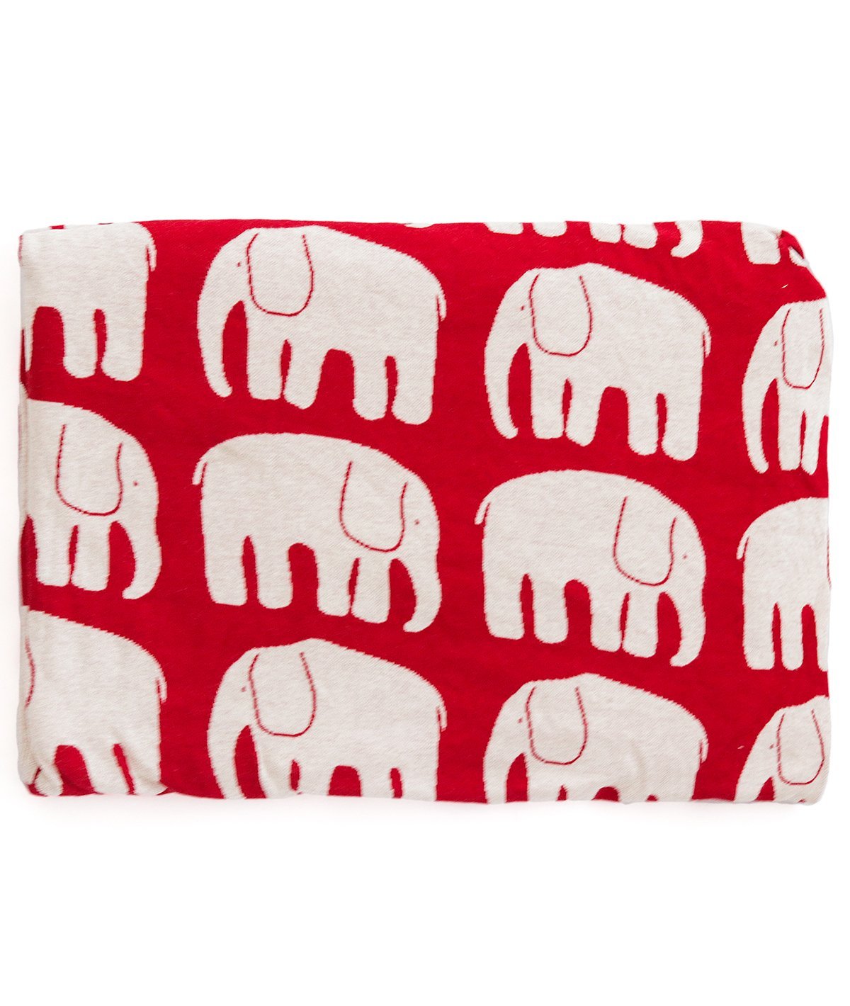 Elephant Red Cotton Knitted Cot Sheet & Pillow Set for Babies