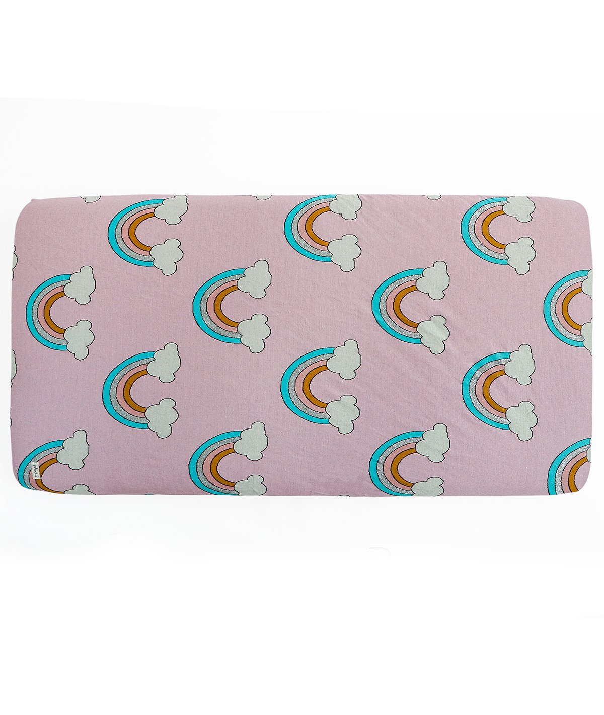 Rainbow Light Pink Cotton Knitted Cot Sheet & Pillow Set for Babies