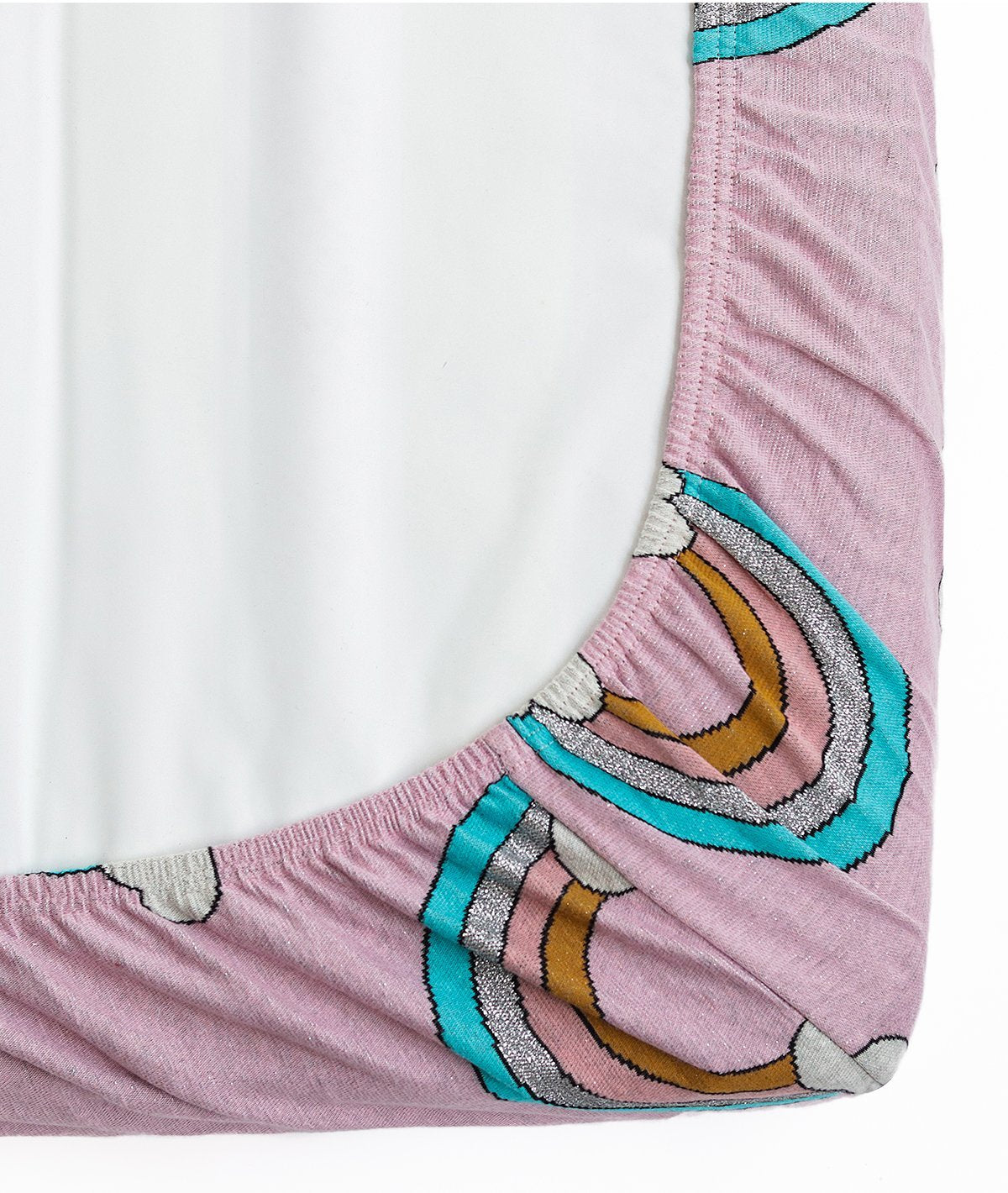 Rainbow Light Pink Cotton Knitted Cot Sheet & Pillow Set for Babies