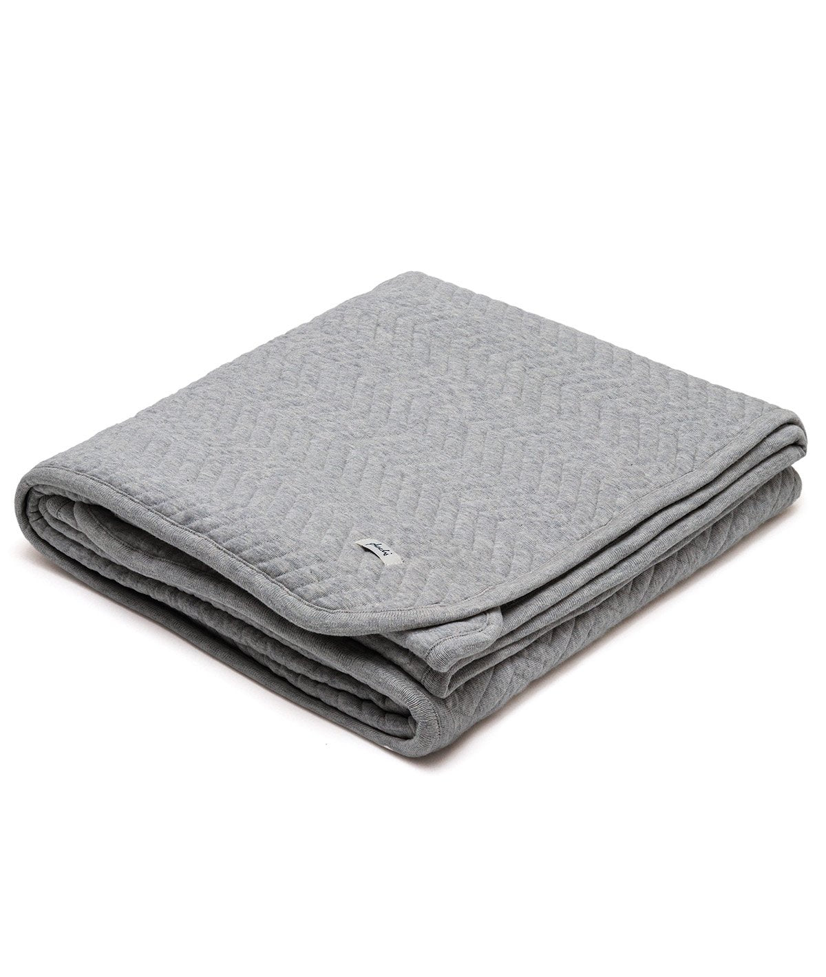 Zig & Zag - Vanilla Grey Cotton Knitted Quilt / Quilted Blanket for Babies & Kids