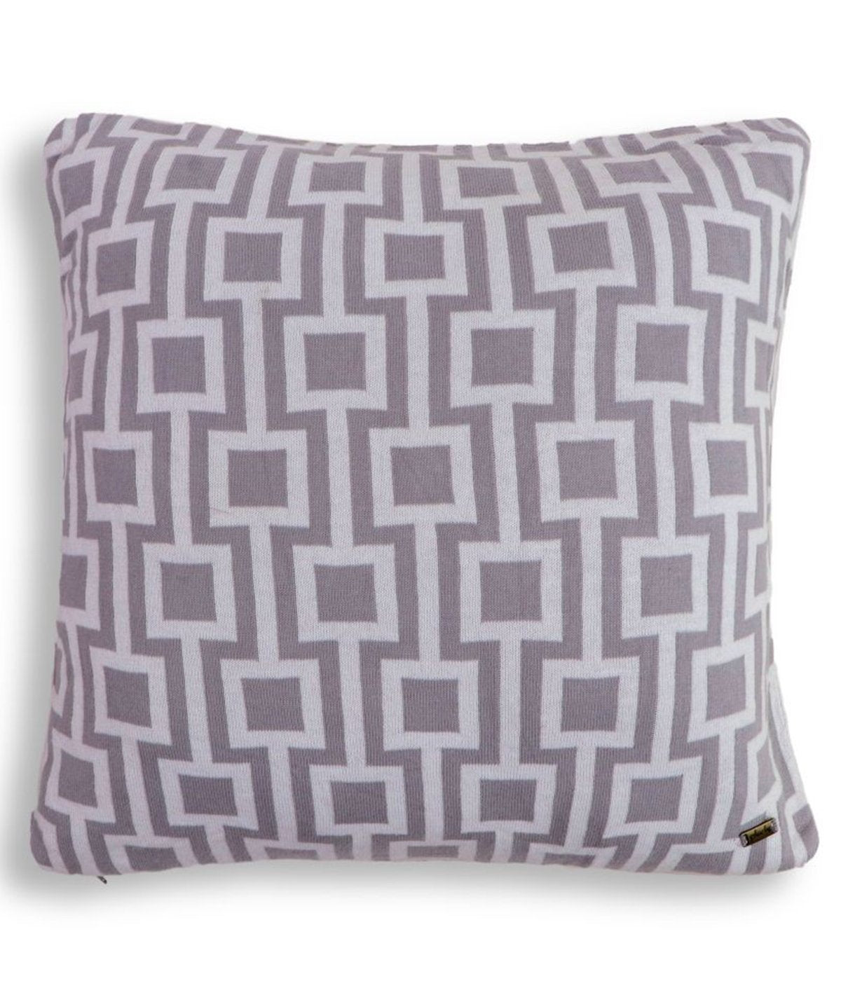 Box Cotton Knitted Decorative White & Grey Color 20 x 20 Inches Cushion Cover
