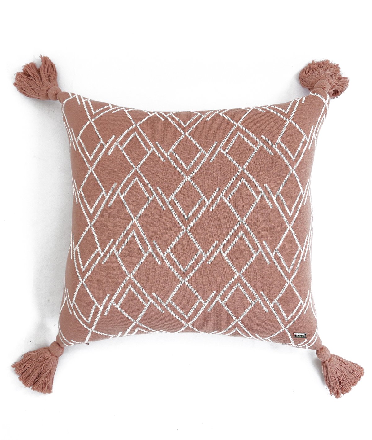 Gianna Cotton Knitted Decorative Dusty Coral & Natural Color 18 x 18 Inches Cushion Cover