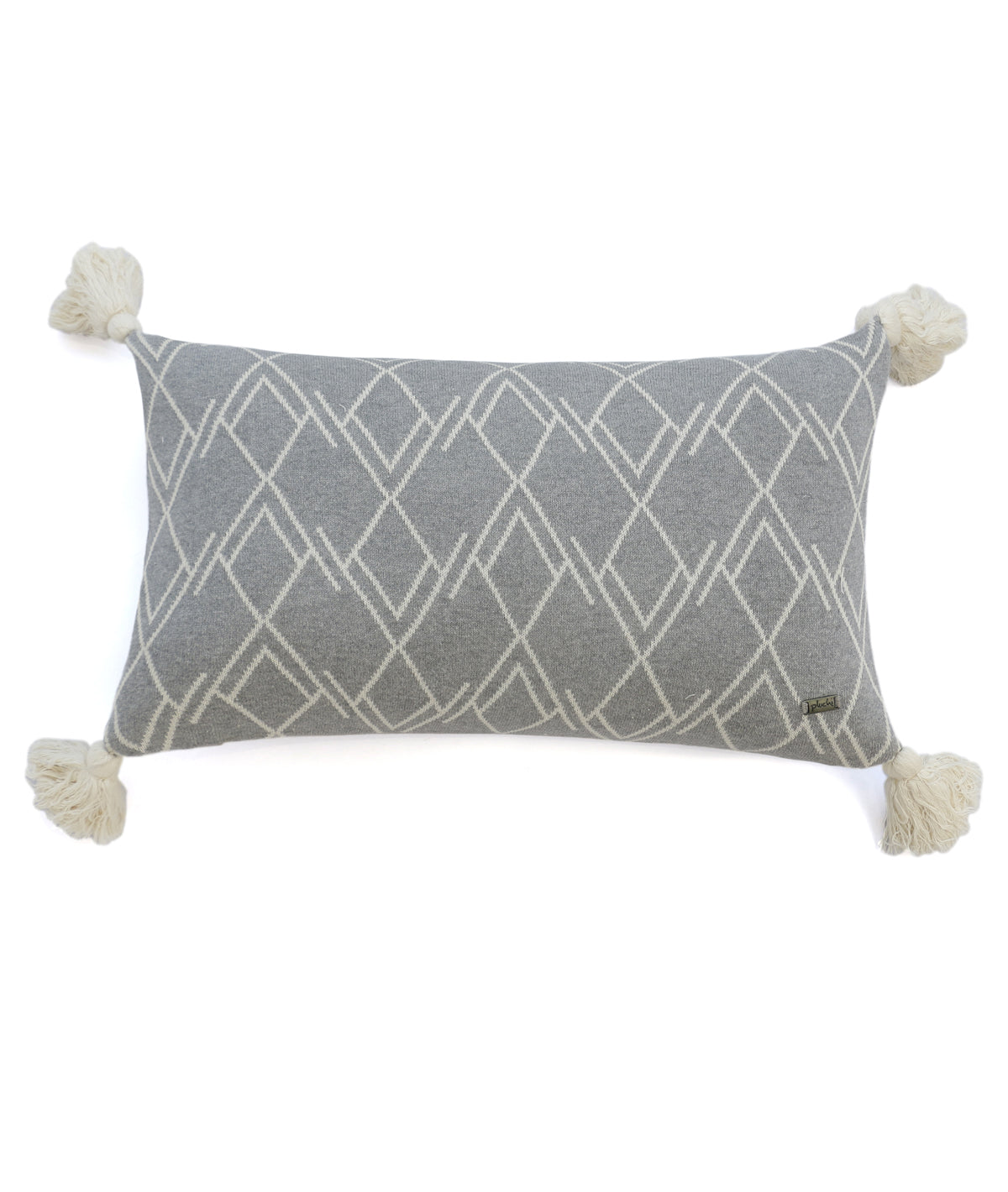 Gianna Cotton Knitted Decorative Light Grey & Natural Color 12 x 20 Inches Pillow Covers