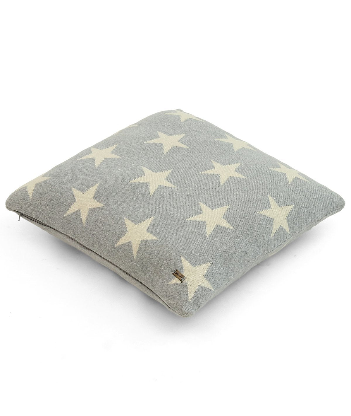 Star Cotton Knitted Decorative Grey Melange Color 20 x 20 Inches Cushion Cover