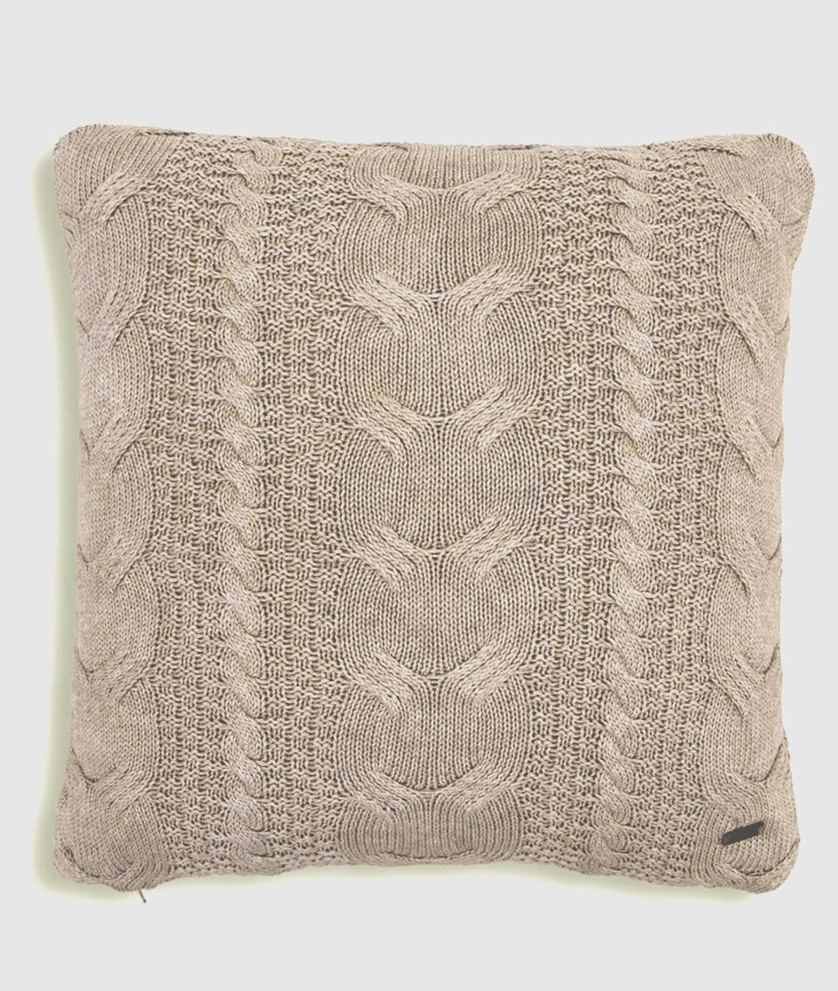 Classical - Light Beige Cotton Knitted Decorative Cushion Cover (18" x 18")