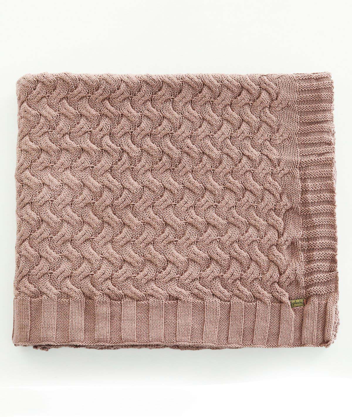 CRISS CROSS - Pewter Color 100% Cotton Knitted All Season AC Throw Blanket