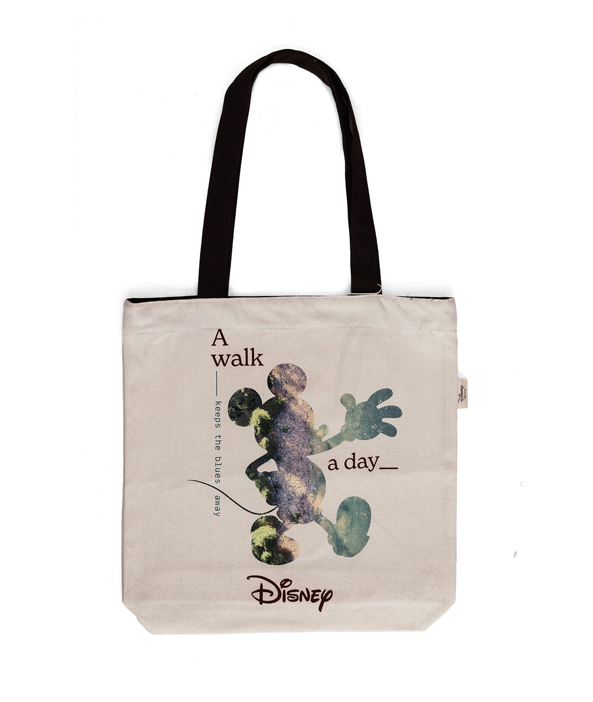 Disney Mickey A Walk a day - Off White Color Cotton canvas  Shoulder Handbag