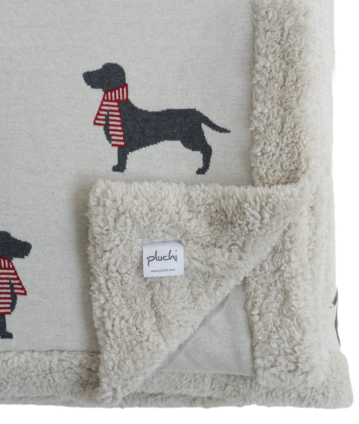 Dachshund - Pale Whisper Cotton Knitted Kids Single Bed Blanket with Warm Sherpa Fabric