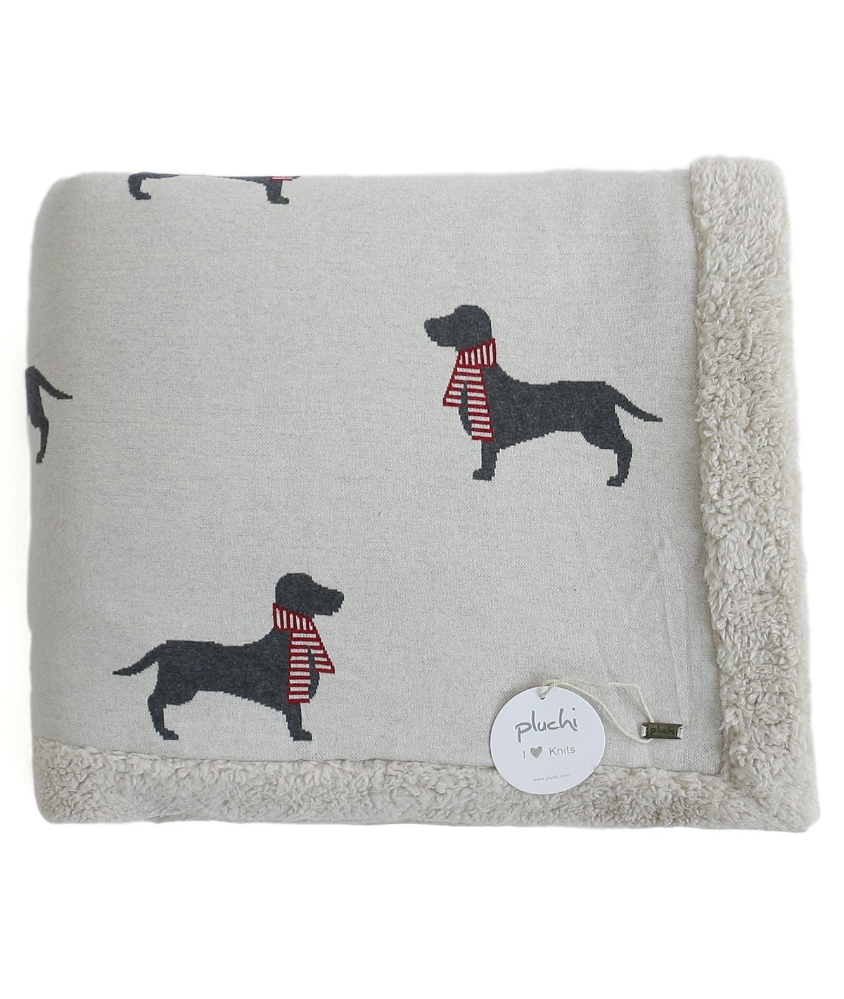 Dachshund - Pale Whisper Cotton Knitted Kids Single Bed Blanket with Warm Sherpa Fabric