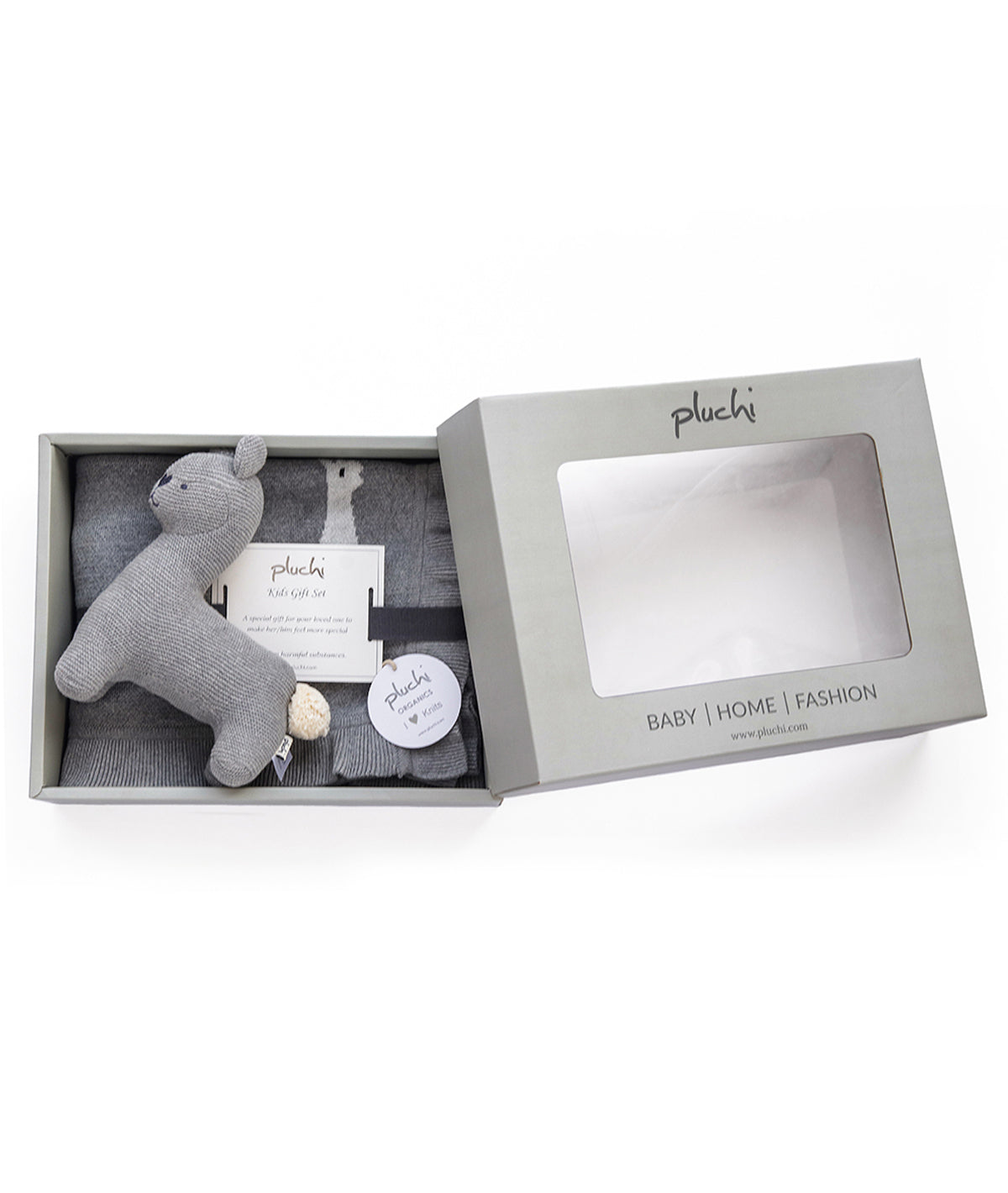 Sweet Lama Gift Bundle- (Set of  2 - Blanket & Soft Toy) in Light Grey Melange