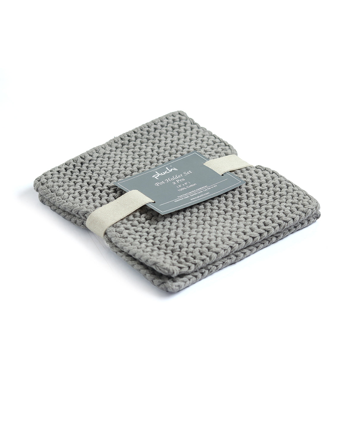 Pot holder - Cotton Knitted Pot placement mat /Pot Holder/Pot Coaster in Grey Color (Multi Purpose) Set of 2