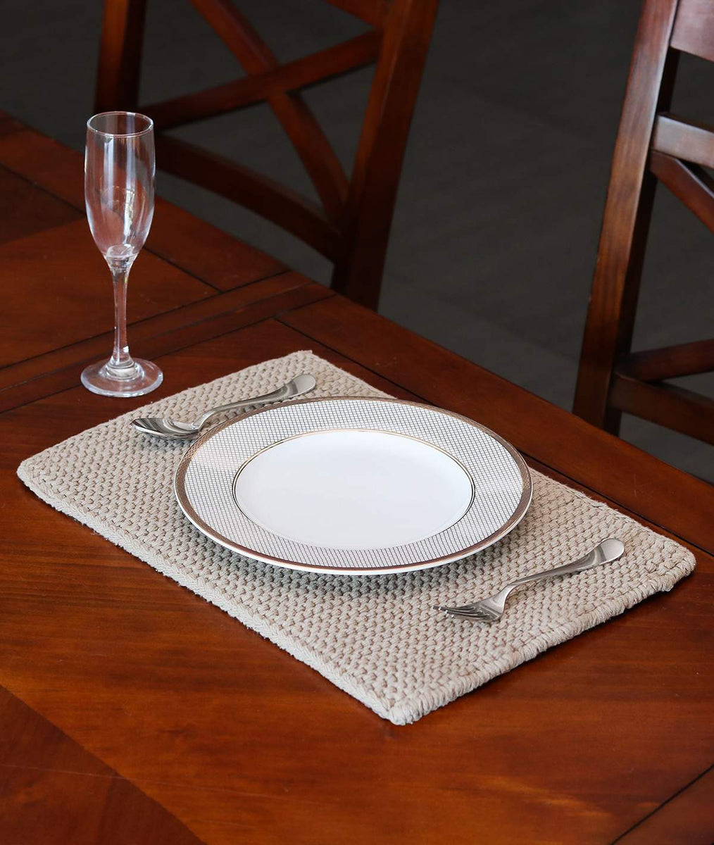 Placemat Cotton Knitted Stone Color 12 x 18 Inches Table Placemat (Mul ...