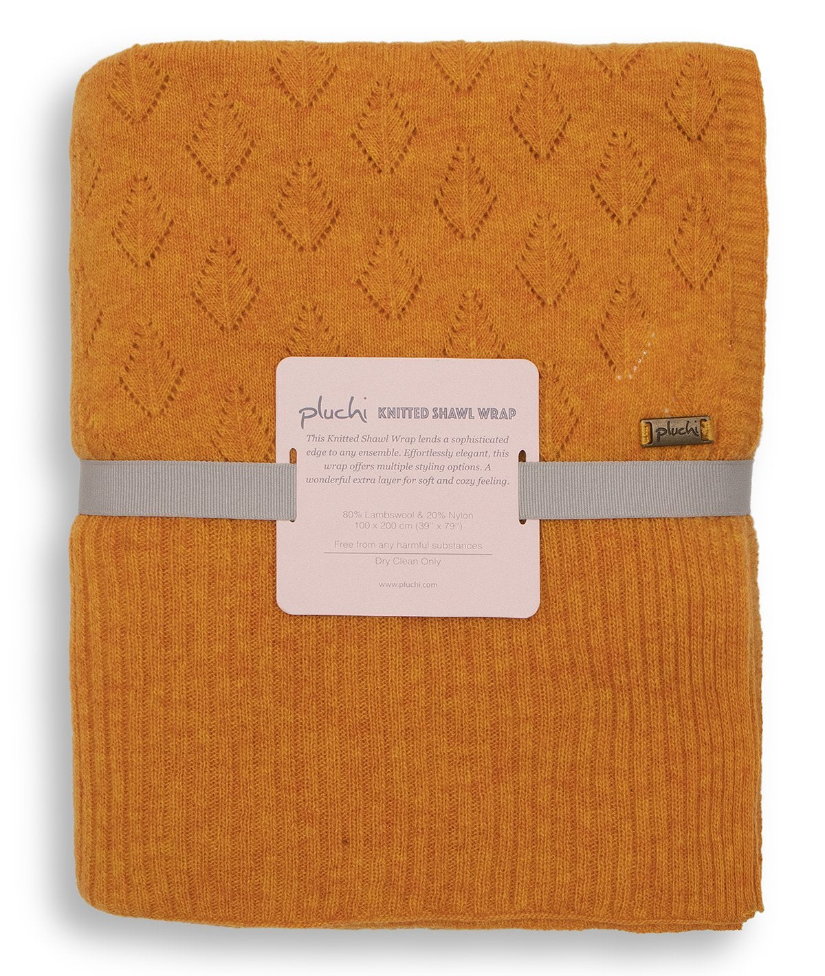 Bridgette - Light Orange Color Lambswool & Nylon Knitted Shawl Wrap