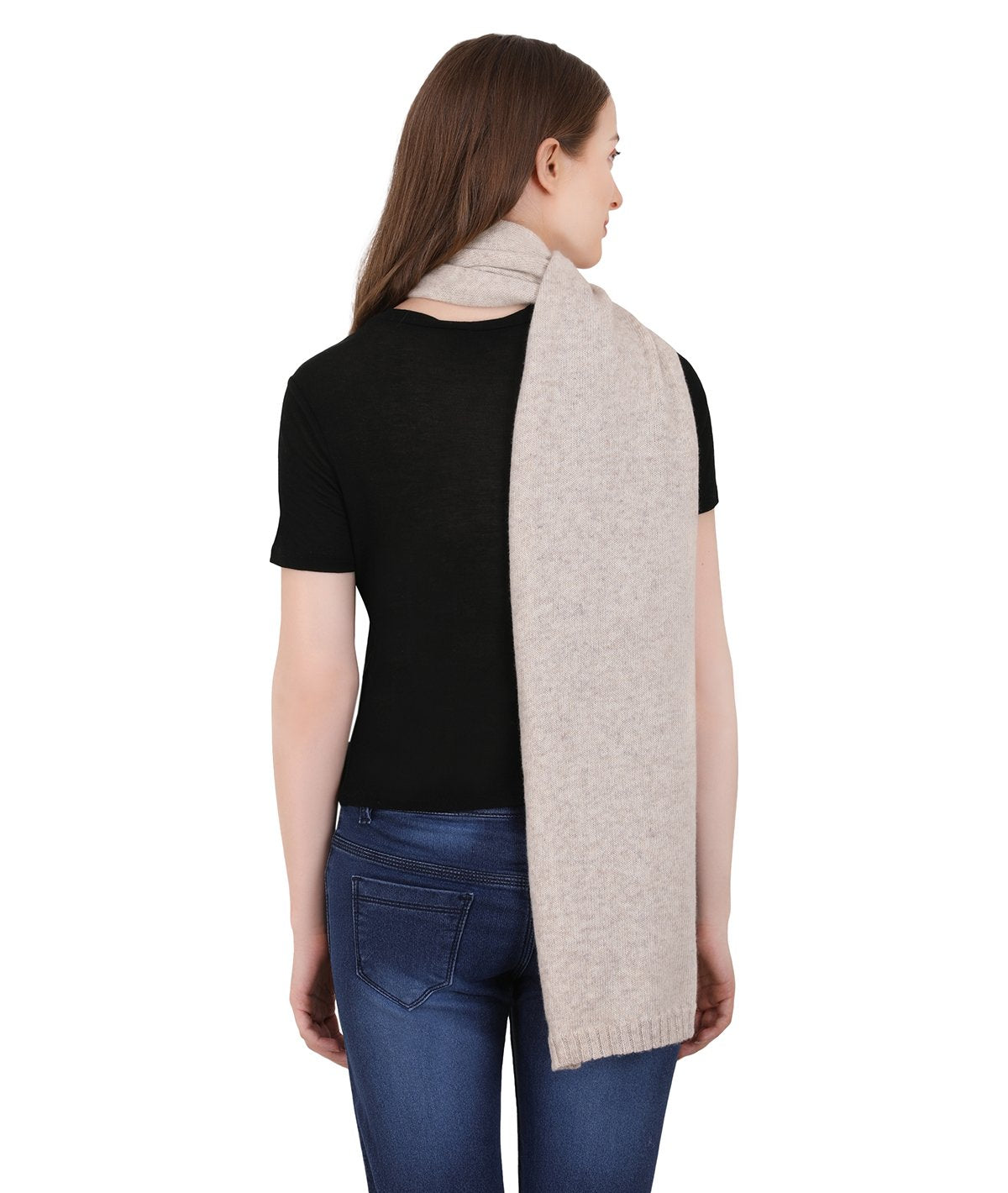 Kiraz - Light Beige Lambswool & Nylon Knitted Scarf