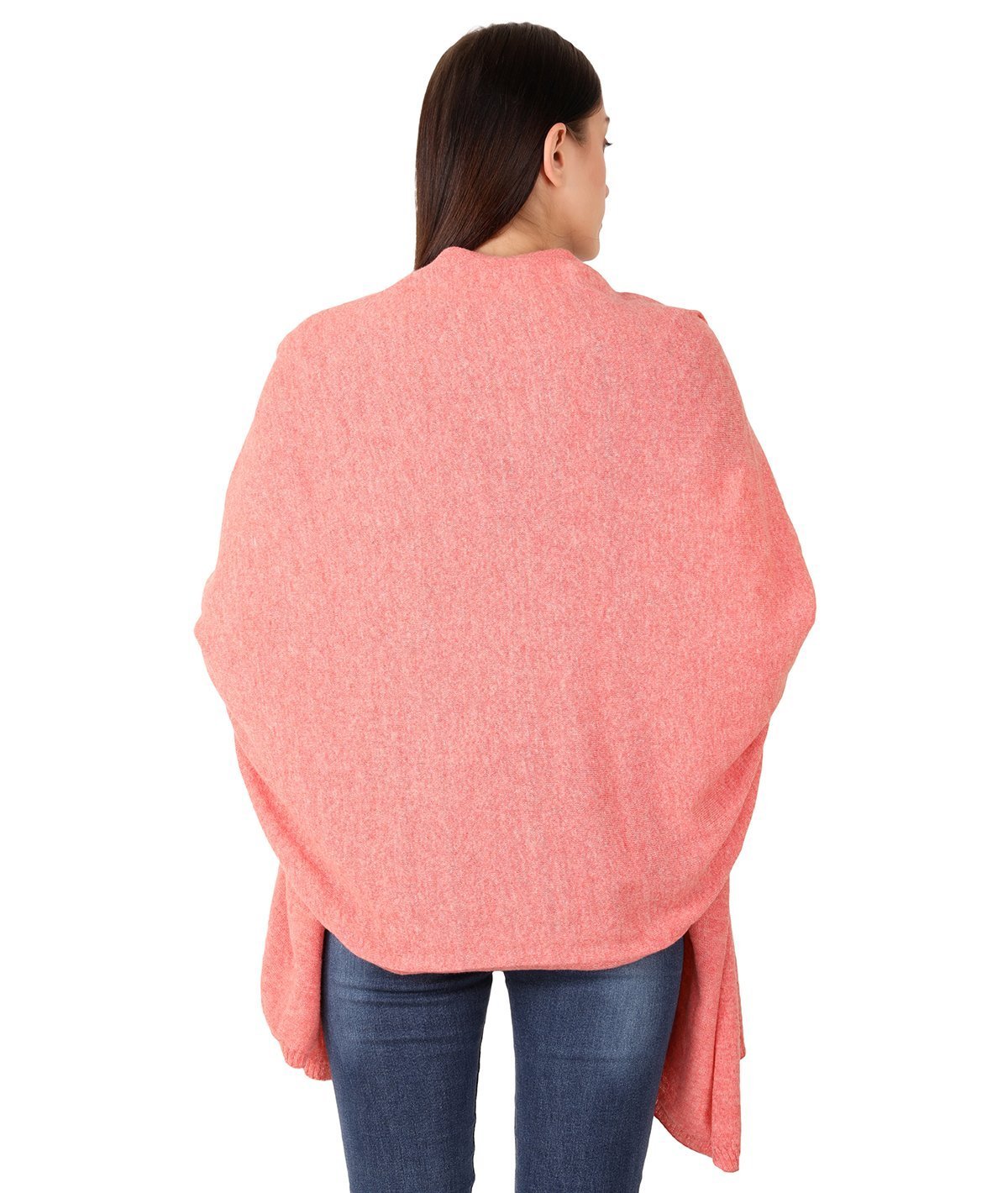 Elora - Lady Pink Lambswool & Nylon Knitted Shawl Wrap