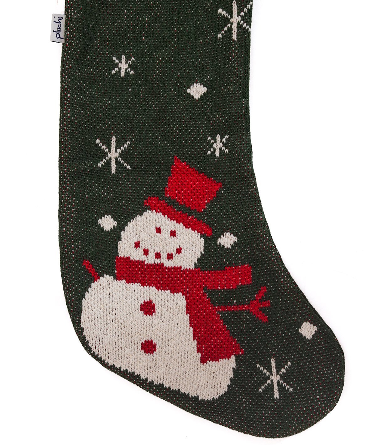 Snowman - Green & Red Cotton Knitted Christmas Decorative Stocking
