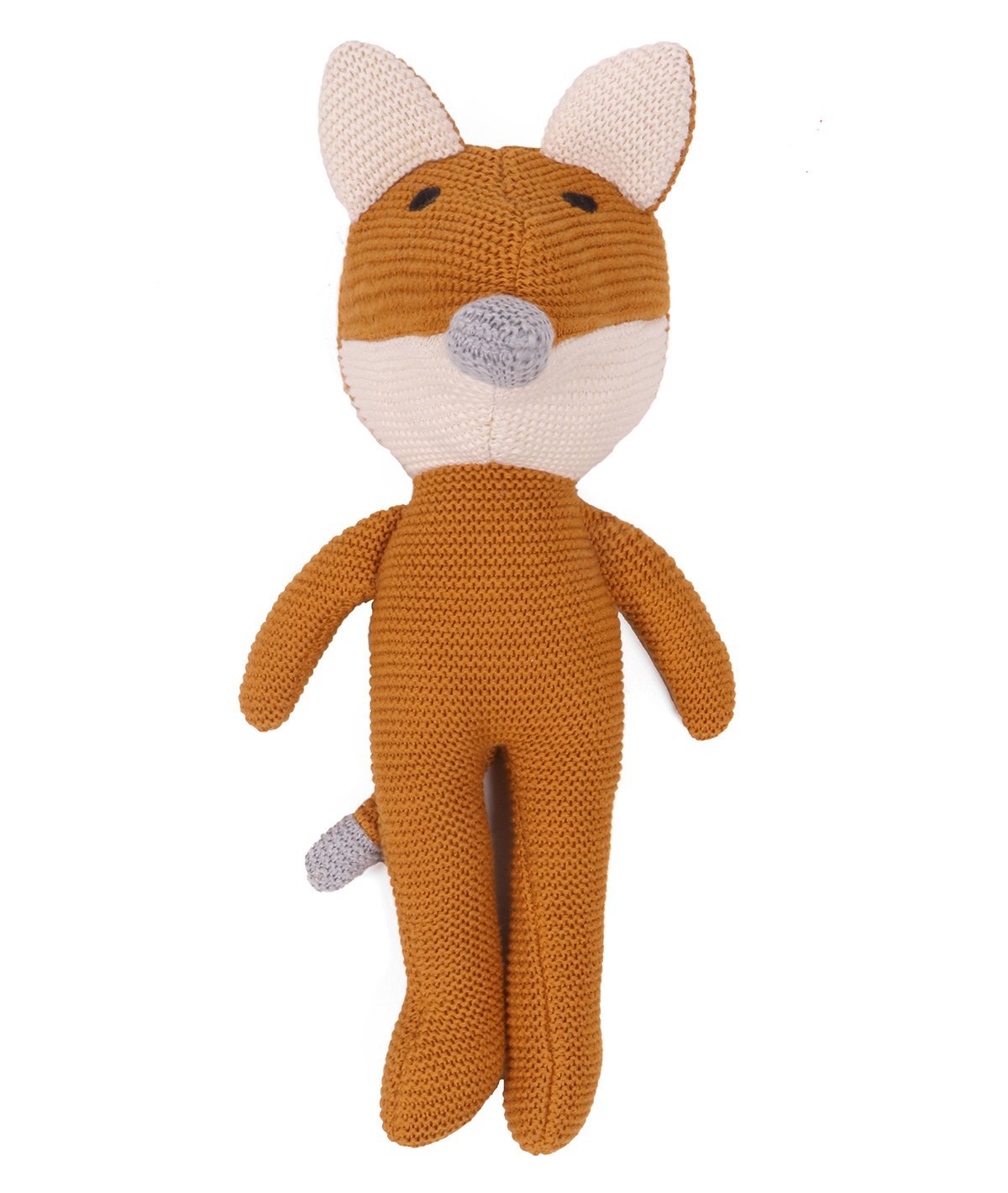 Jolly fox Mustard & Natural 100% Cotton Knitted Stuffed Soft Toy for Babies / Kids