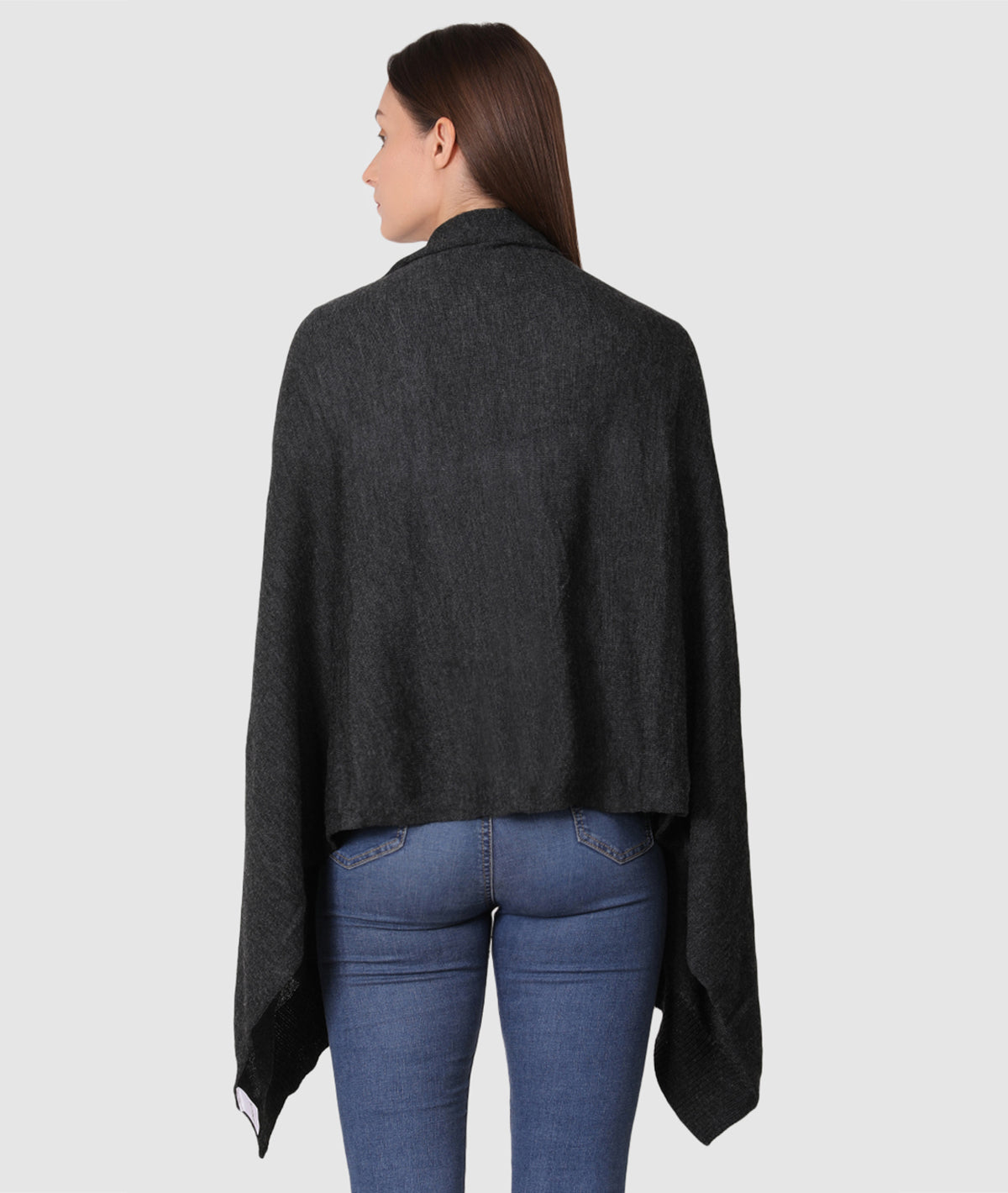 Palma Merino Wool Knitted Fashion Poncho / Cape for Everyday Chic Look (One Size Fits All) (Charcoal)