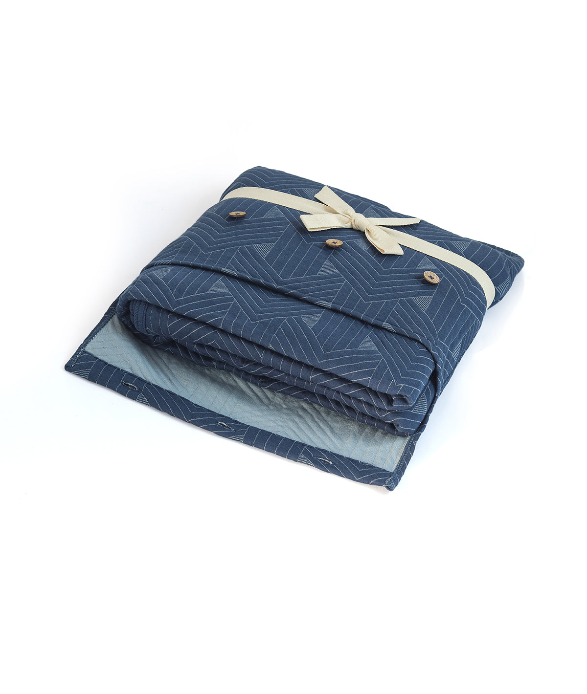 Parquet Texture Cotton Knitted Light Weight Quilted Blanket (Cambridge Blue)