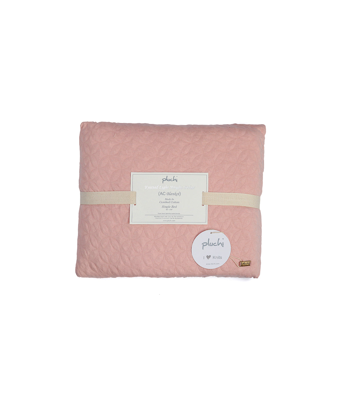 Astral Pink Pearl Cotton Knitted Light weight Quilted Blanket