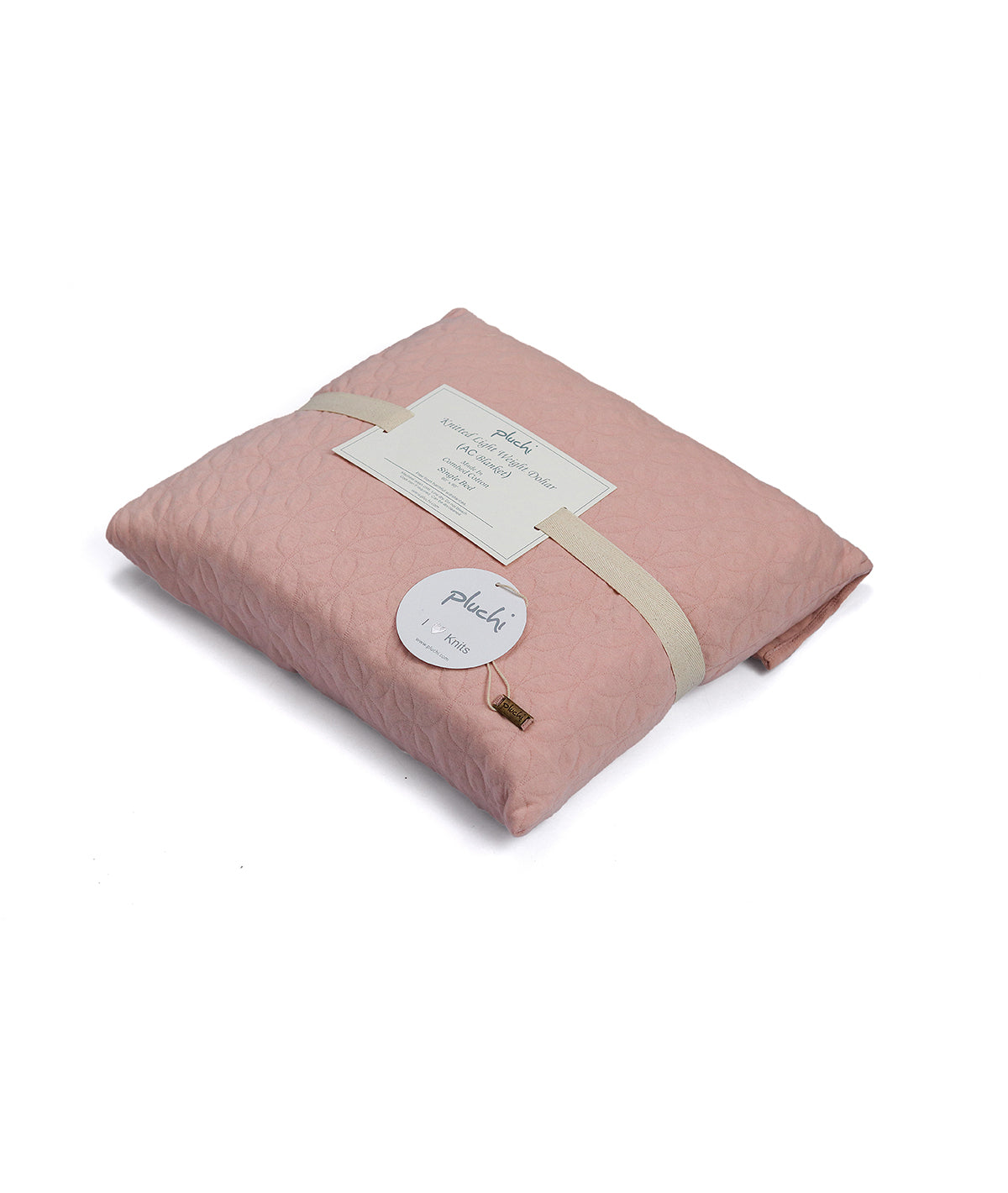 Astral Pink Pearl Cotton Knitted Light weight Quilted Blanket