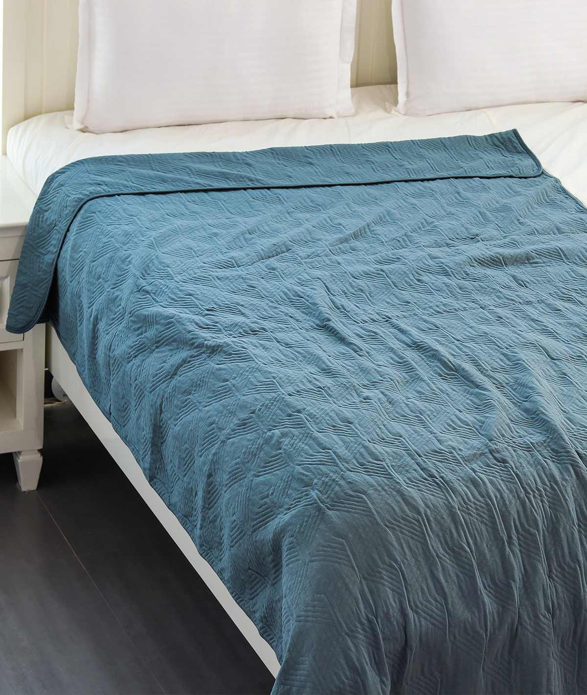 Claire Cotton Knitted Single Bed Dohar / Quilt (Symphony Blue)