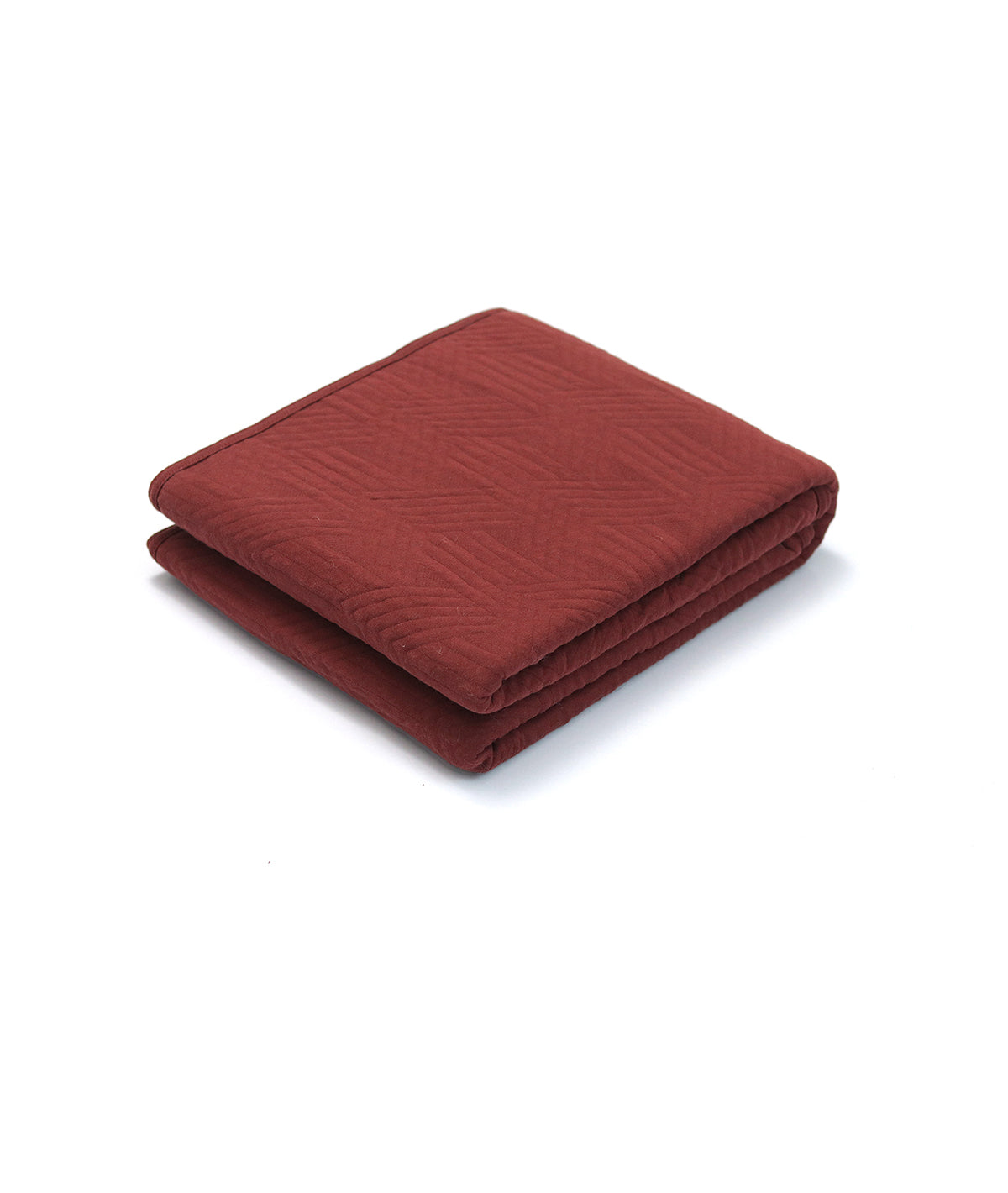 Parquet Texture Maroon Cotton Knitted Light weight Quilted Blanket
