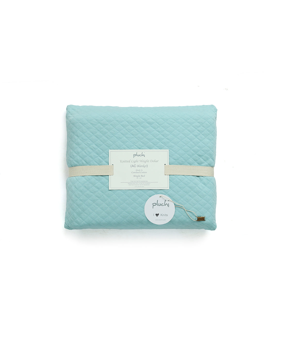 Quardline Baby Blue Cotton Knitted Light weight Quilted Blanket