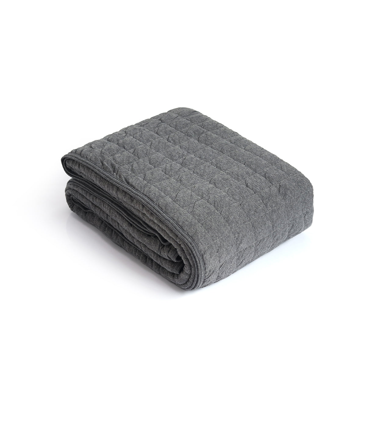 Square Check Cotton Knitted Light weight Quilted Blanket (Dark Grey Melange)