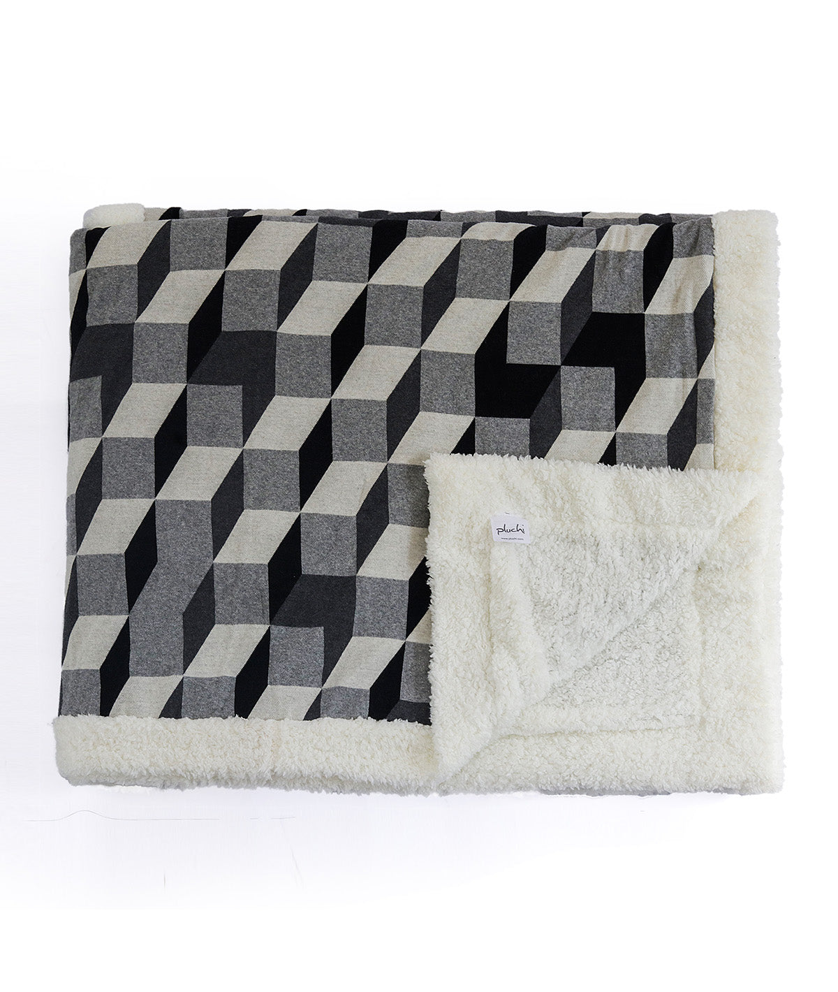 3d Cube - Cotton Knitted with Sherpa Back Single Bed blanket