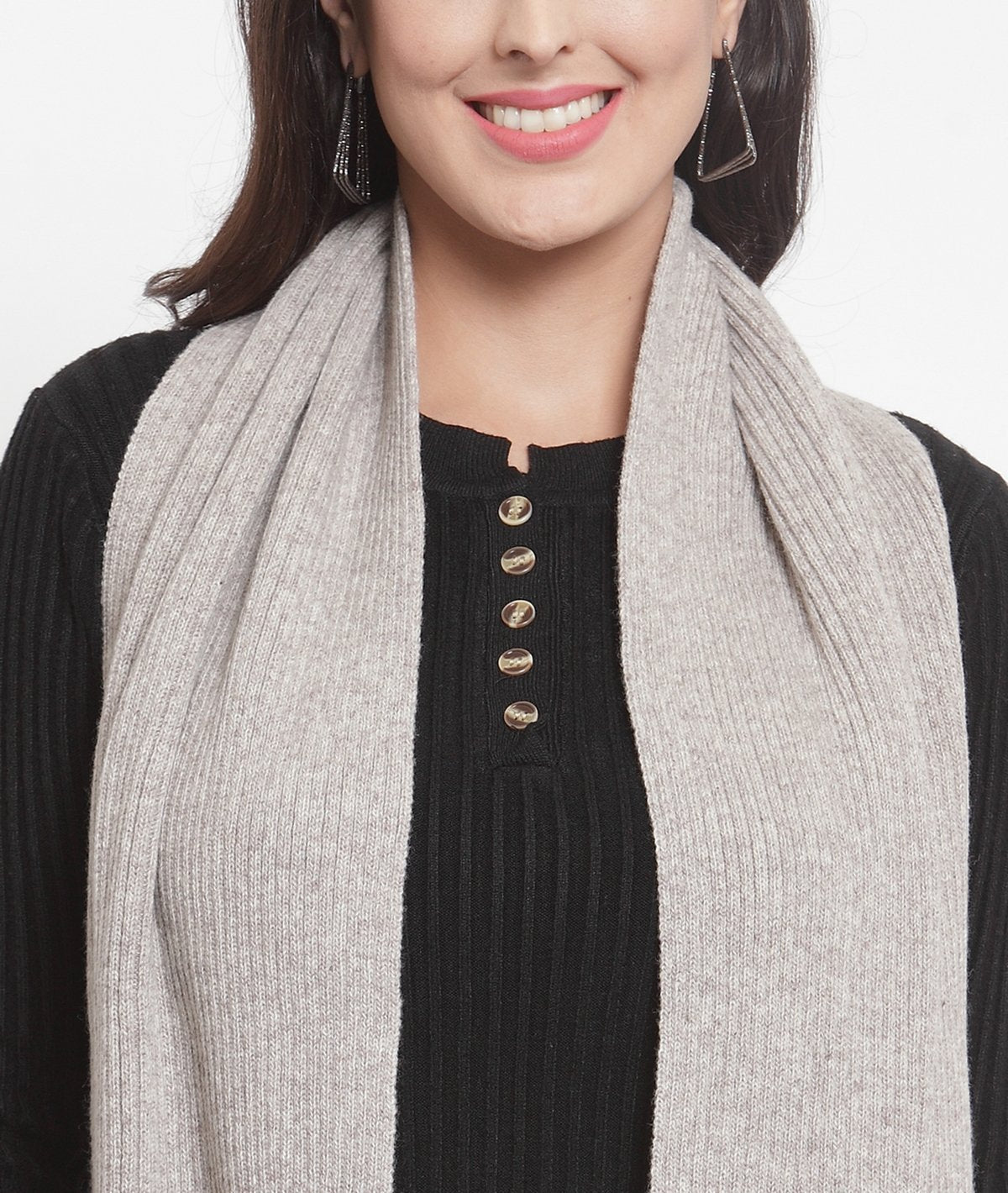 Chesa - Light Beige Lambswool & Nylon Knitted Scarf
