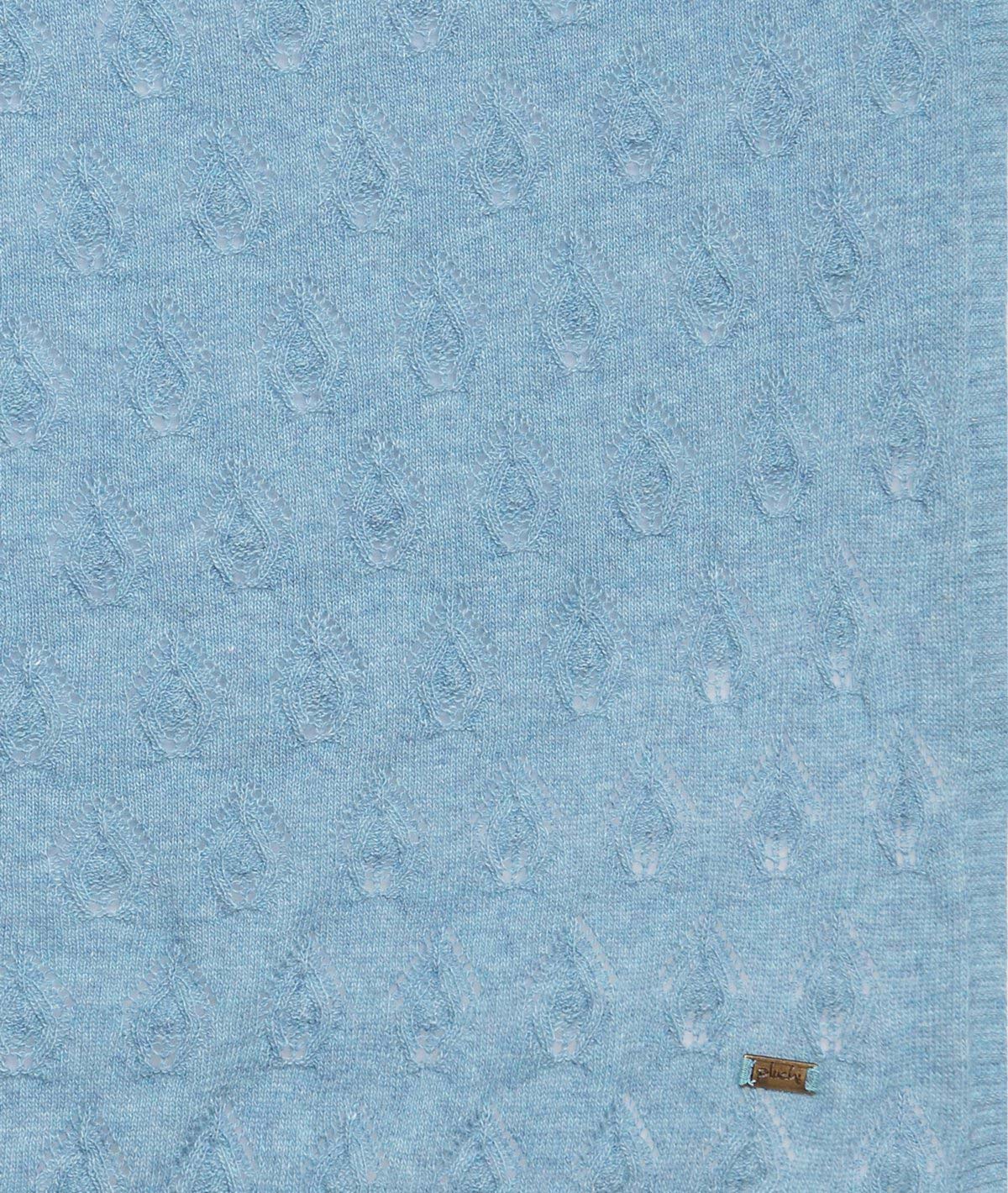 Mia - Ice Blue Lambswool & Nylon Knitted Shawl Wrap