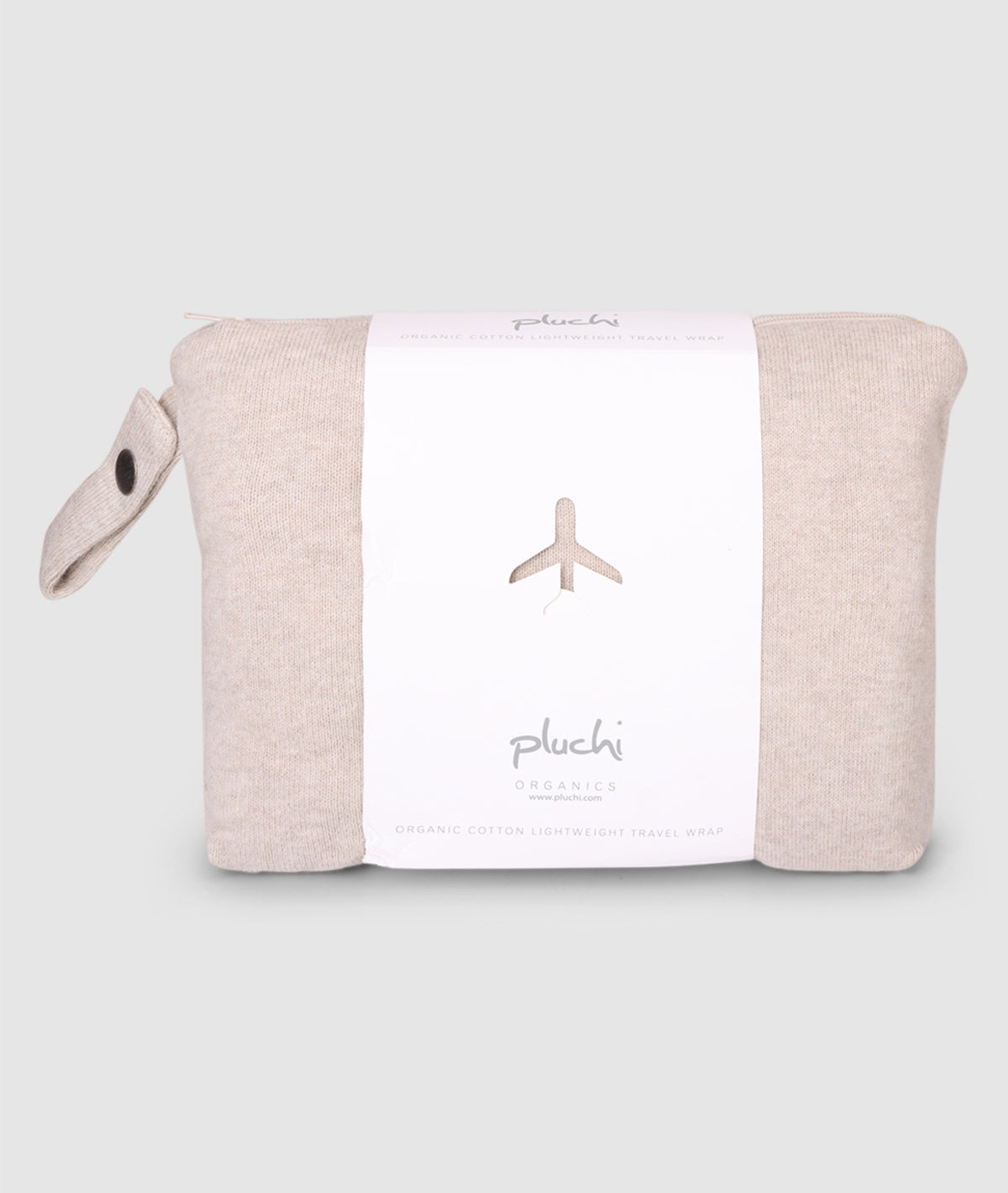 Classic Travel Wrap - Organic Cotton Knitted Light Weight Wrap in Pouch (Light Beige Melange)