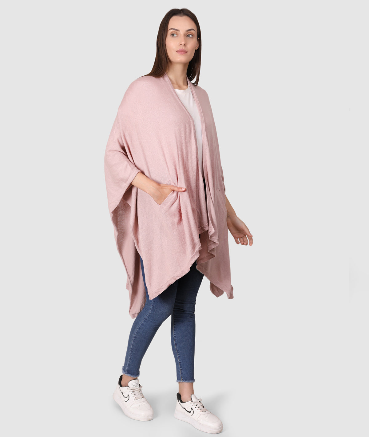 Classic Travel Wrap - Organic Cotton Knitted Light Weight Wrap in Pouch (Cameo Pink)