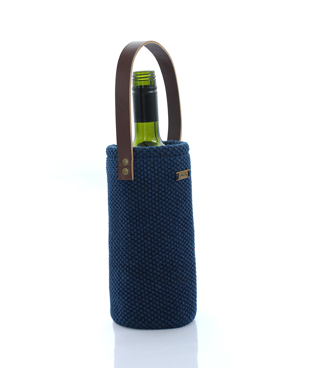 Magnum Cotton Knitted Wine Bottle Cover (Navy Melange)