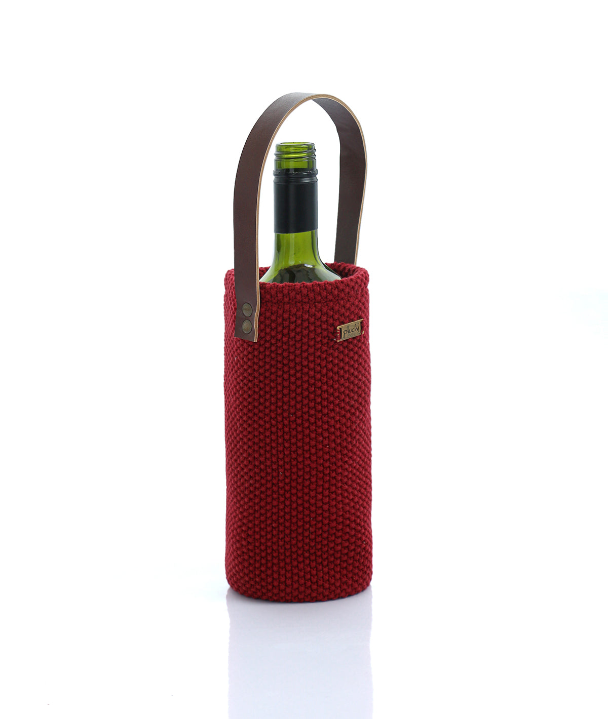 Magnum Cotton Knitted Wine Bottle Cover (Dark Red)